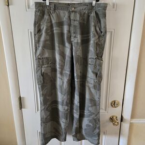 Wrangler Originals Men Camo Cargo Pants 36x30 Gray Casual Outdoor Loose Military